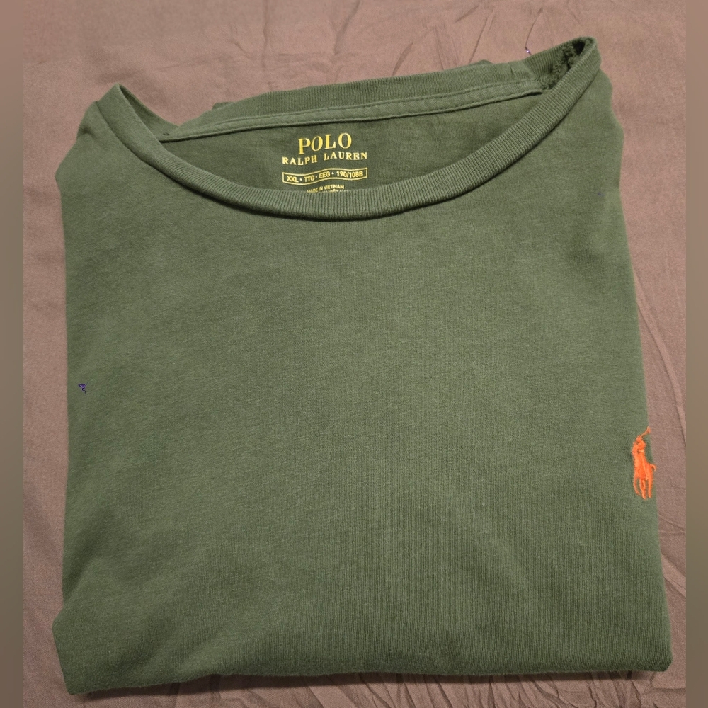 mens 2xl ralph lauren polo olive green short sleeve tee - ts1